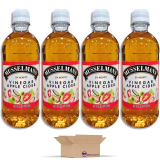 Apple Cider Vinegar (5% Acidity) Value Pack   16 Fl Oz Bottle (1 Pint) | Pack of 4 - Specialty Snack by Tribeca Curations