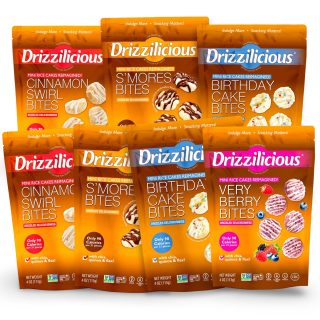Drizzilicious Mini Rice Cake Bites All-Time Favorites Variety – 7 Bag Assortment | Cinnamon, S’mores, Birthday Cake & Very Berry - Specialty Snack by Drizzilicious
