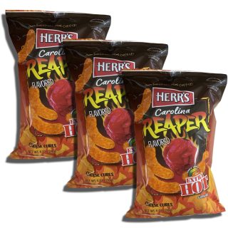 Herr's Carolina Reaper Cheese Curls | Extra Hot & Cheesy Snack, 3 Big Bags Pack - Specialty Snack by Herr's
