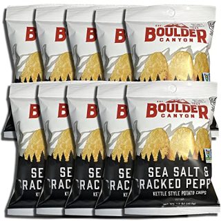 Kettle Style Potato Chips from Boulder | 1.5 Oz | (Cracked Pepper, 10 Bags) - Specialty Snack by Tribeca Curations