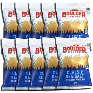 Kettle Style Potato Chips from Boulder | 1.5 Oz | (Sea Salt, 10 Bags) - Specialty Snack by Tribeca Curations
