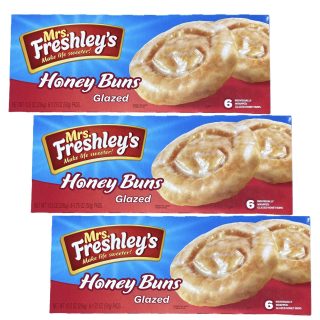 Mrs. Freshley's Glazed Honey Buns | 1.75 Oz | Pack of 18 - Specialty Snack by Mrs. Freshley's