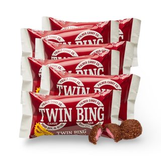 Palmers Twin Bing Candy Bars (6-Pack) - Chocolate Covered Cherry Nougat Candy Bar - Specialty Snack by Palmer's Candies