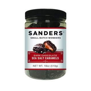 Sanders Dark Chocolate Sea Salt Caramel Thins - 18 oz. Tub - Specialty Snack by Sanders Candy