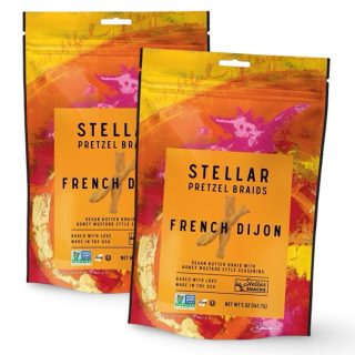 Stellar Pretzel Braids, French Dijon Honey Mustard, 5 Oz (2 Pack), Gourmet Pretzel Sticks, Vegan, Kosher, Non GMO - Specialty Snack by Stellar Snacks